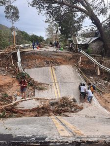 A road destroyed by the typhoon